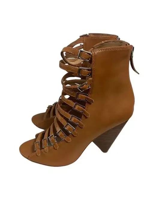 BCBGeneration Alise Tan Caged Gladiator Strappy Heeled Booties - Picture 4 of 4